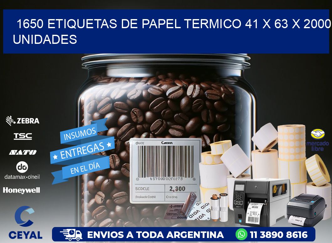 1650 ETIQUETAS DE PAPEL TERMICO 41 x 63 X 2000 UNIDADES