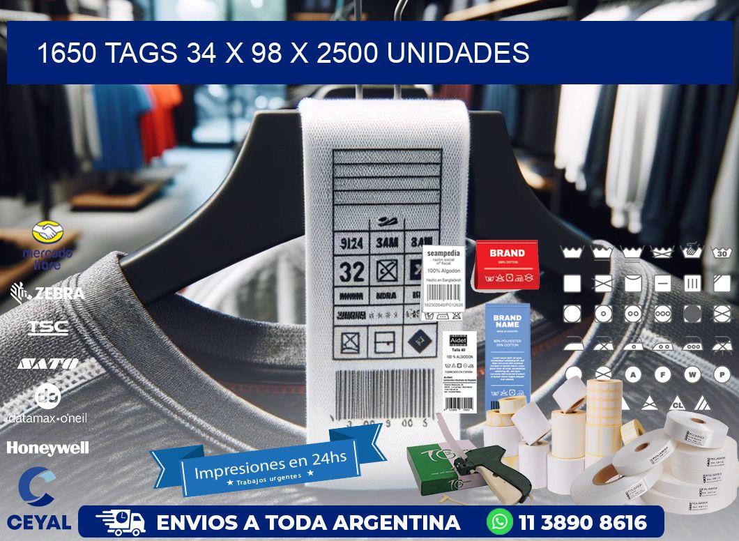 1650 TAGS 34 x 98 X 2500 UNIDADES