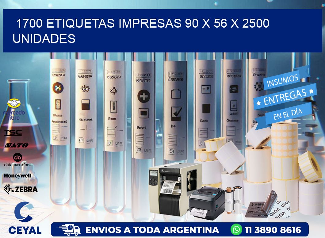 1700 ETIQUETAS IMPRESAS 90 x 56 X 2500 UNIDADES