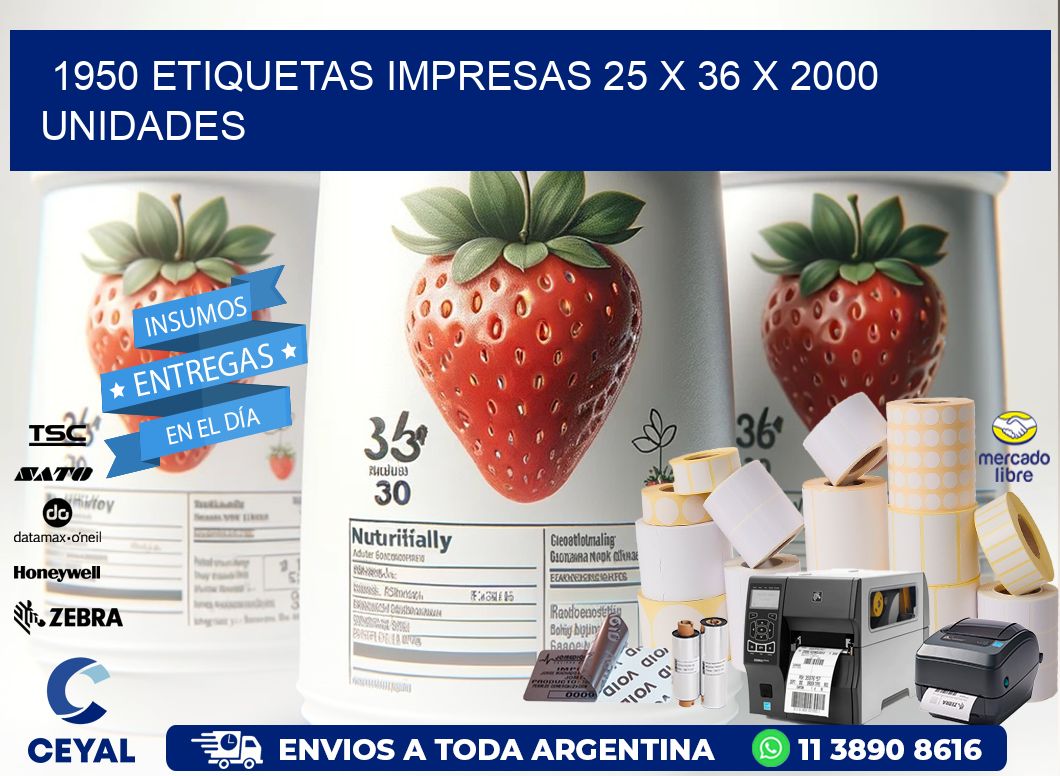 1950 ETIQUETAS IMPRESAS 25 x 36 X 2000 UNIDADES