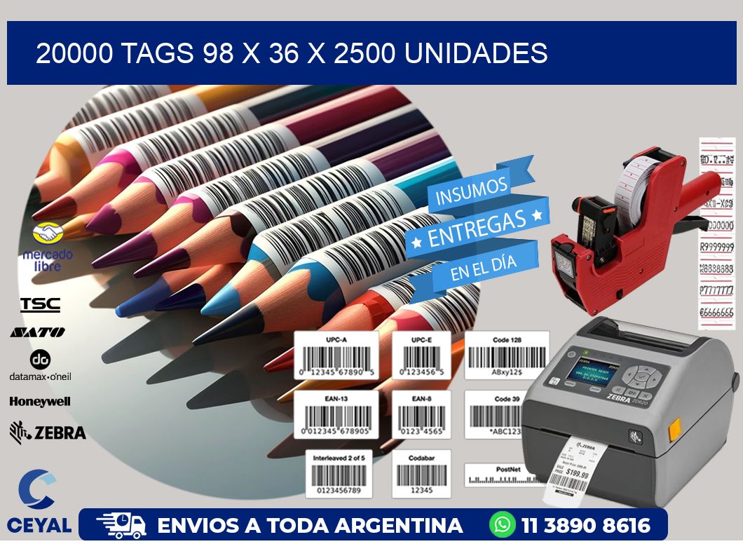 20000 TAGS 98 x 36 X 2500 UNIDADES