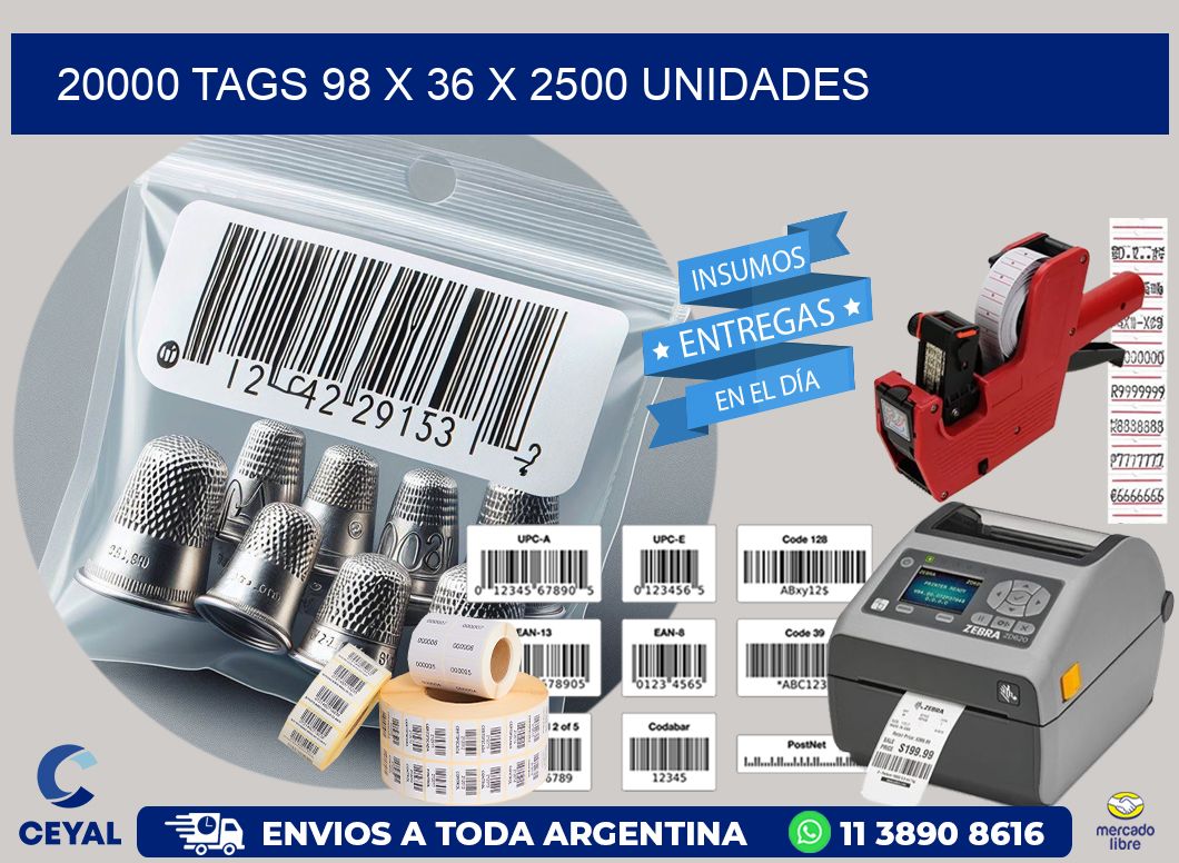 20000 TAGS 98 x 36 X 2500 UNIDADES