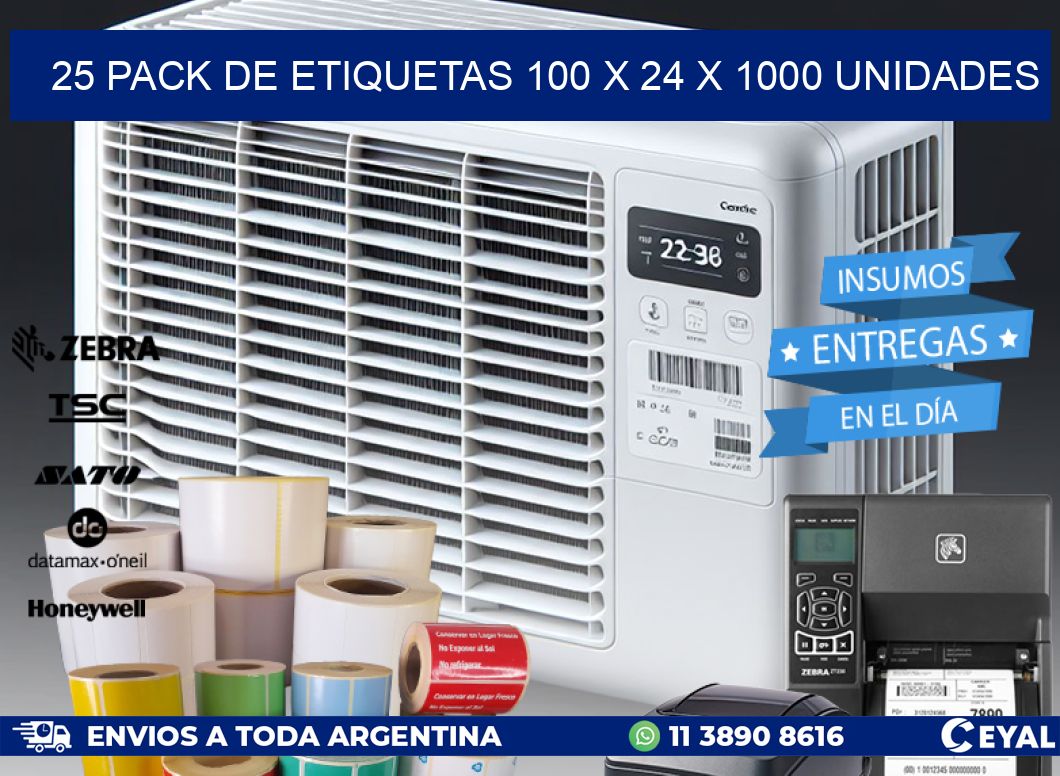 25 PACK DE ETIQUETAS 100 x 24 X 1000 UNIDADES