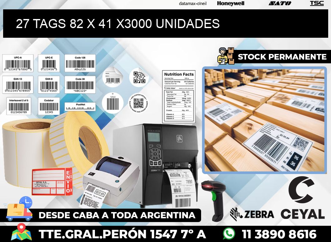 27 TAGS 82 x 41 X3000 UNIDADES