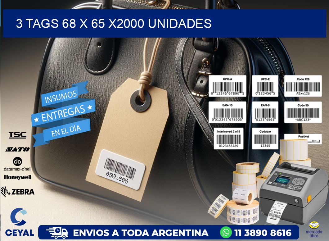 3 TAGS 68 x 65 X2000 UNIDADES