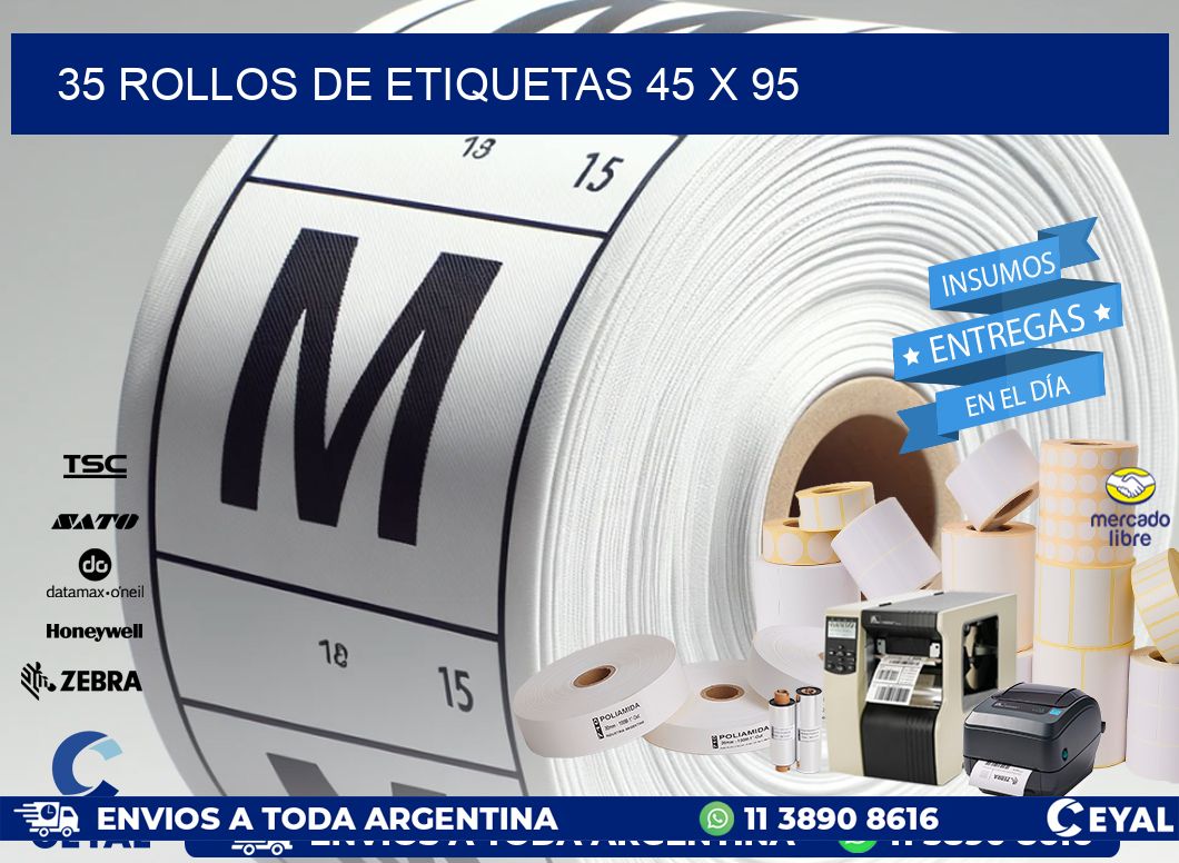 35 ROLLOS DE ETIQUETAS 45 x 95