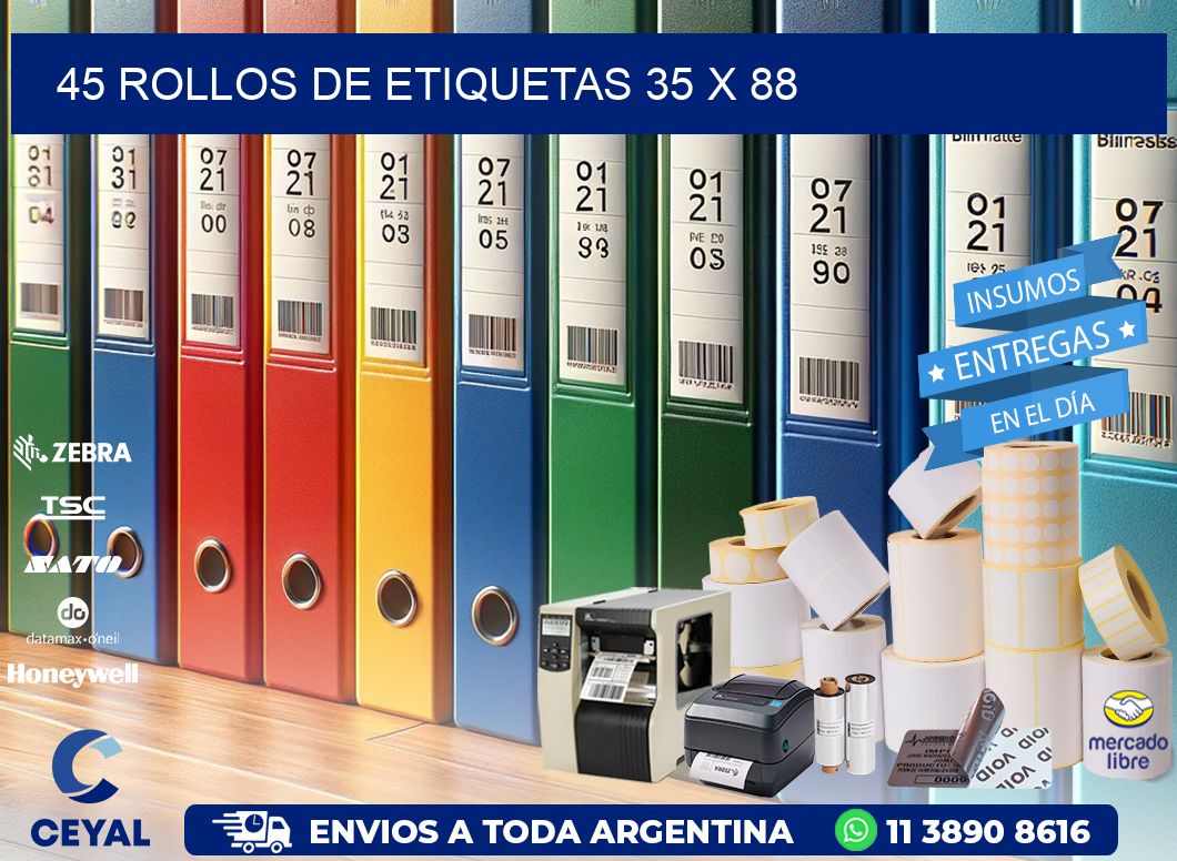 45 ROLLOS DE ETIQUETAS 35 x 88