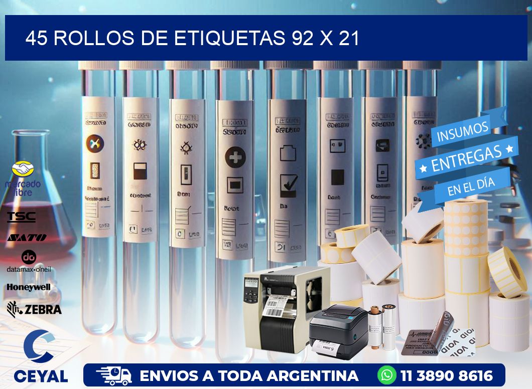 45 ROLLOS DE ETIQUETAS 92 x 21