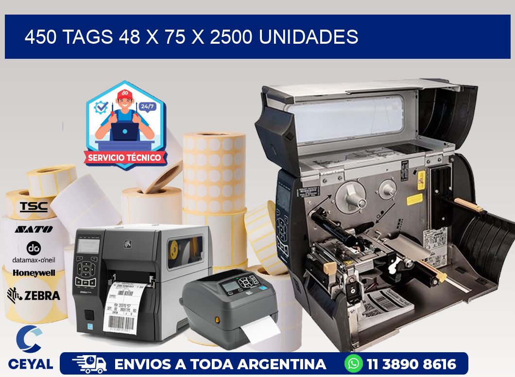 450 TAGS 48 x 75 X 2500 UNIDADES