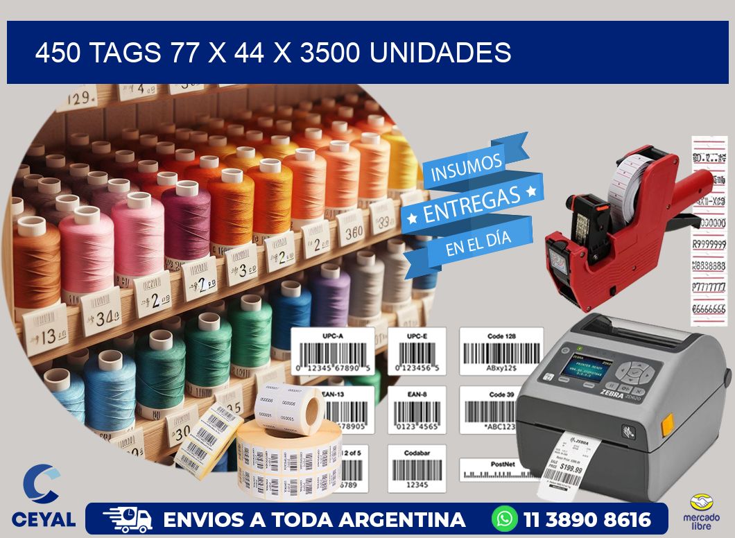 450 TAGS 77 x 44 X 3500 UNIDADES