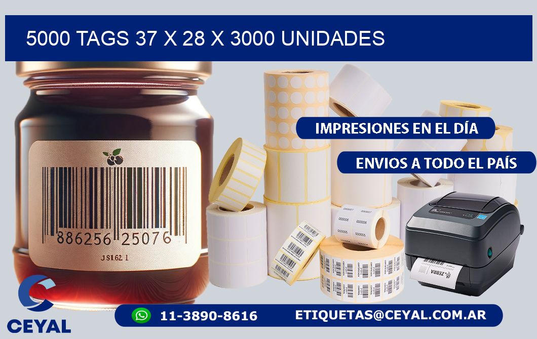 5000 TAGS 37 x 28 X 3000 UNIDADES