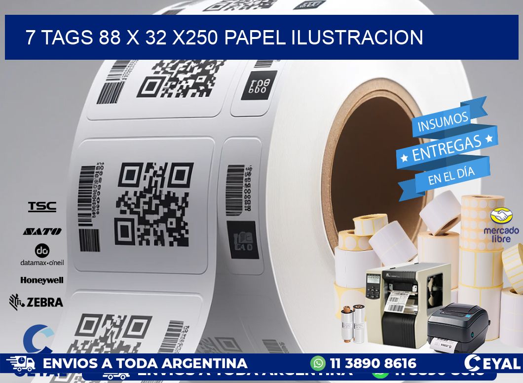 7 TAGS 88 x 32 X250 PAPEL ILUSTRACION