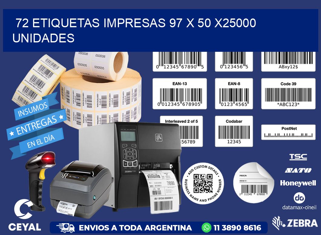 72 ETIQUETAS IMPRESAS 97 x 50 X25000 UNIDADES