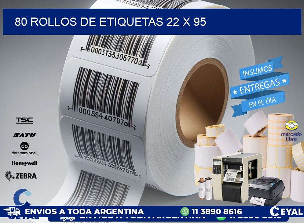 80 ROLLOS DE ETIQUETAS 22 x 95