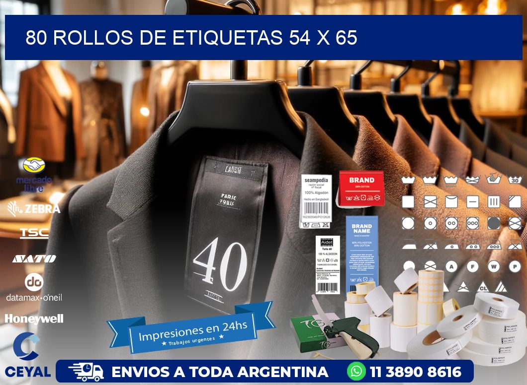 80 ROLLOS DE ETIQUETAS 54 x 65