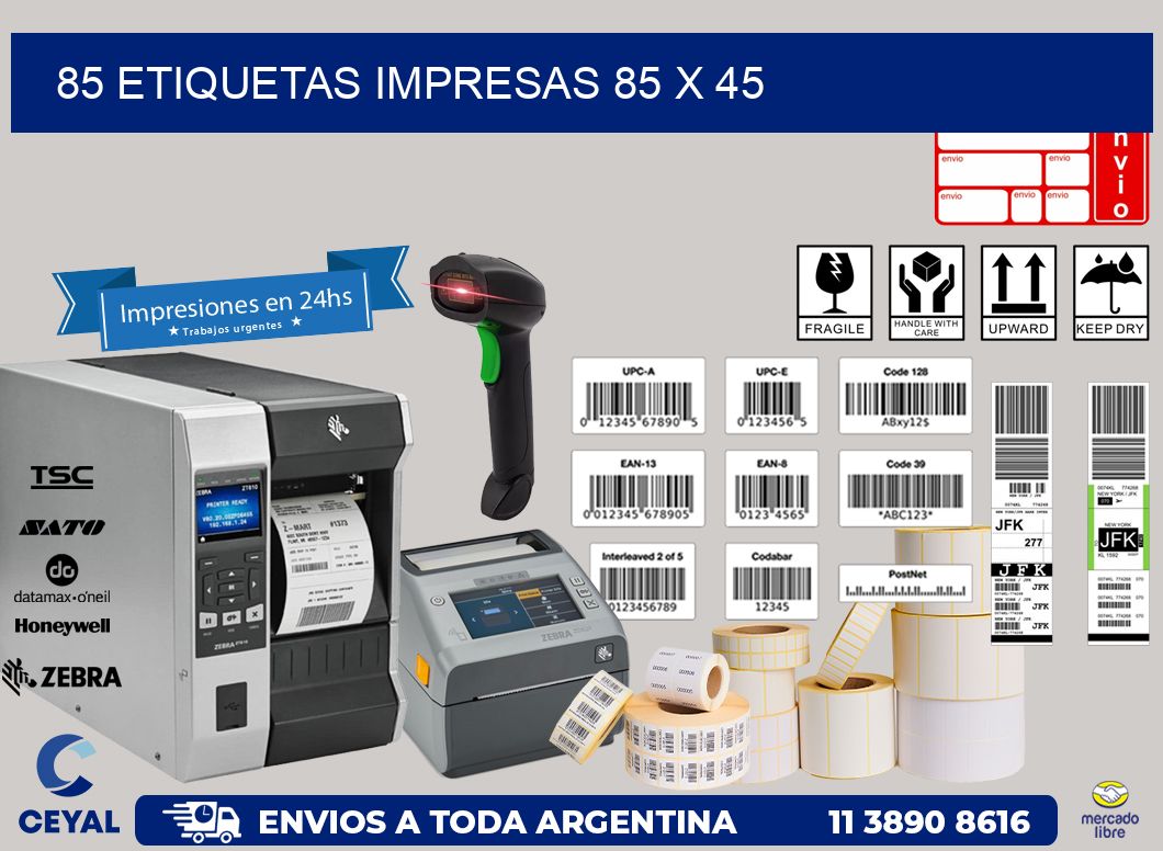 85 ETIQUETAS IMPRESAS 85 x 45