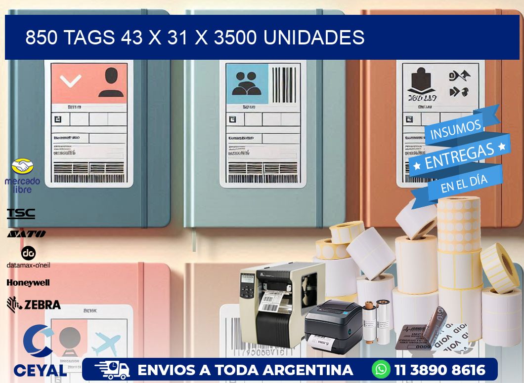 850 TAGS 43 x 31 X 3500 UNIDADES