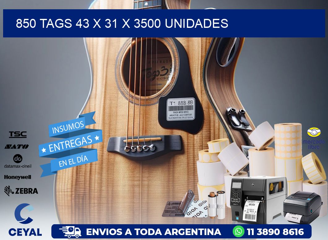 850 TAGS 43 x 31 X 3500 UNIDADES