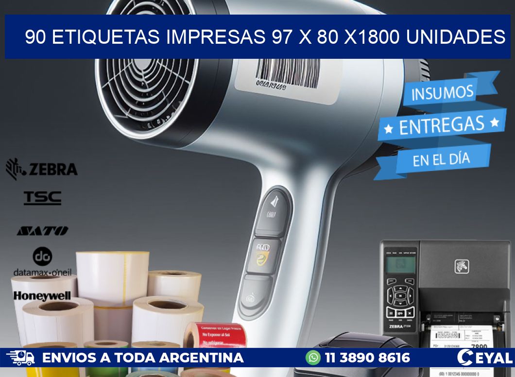 90 ETIQUETAS IMPRESAS 97 x 80 X1800 UNIDADES