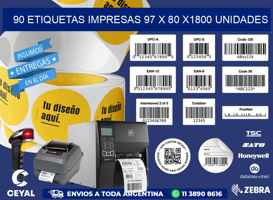 90 ETIQUETAS IMPRESAS 97 x 80 X1800 UNIDADES