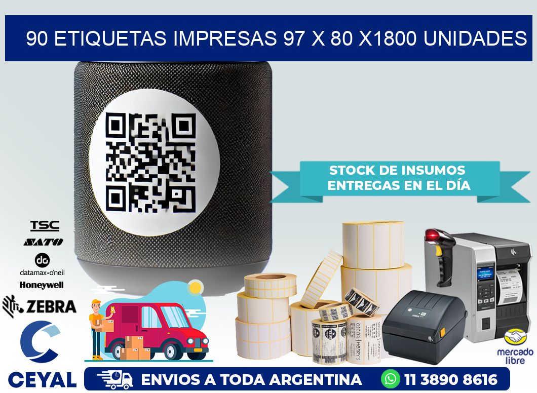 90 ETIQUETAS IMPRESAS 97 x 80 X1800 UNIDADES