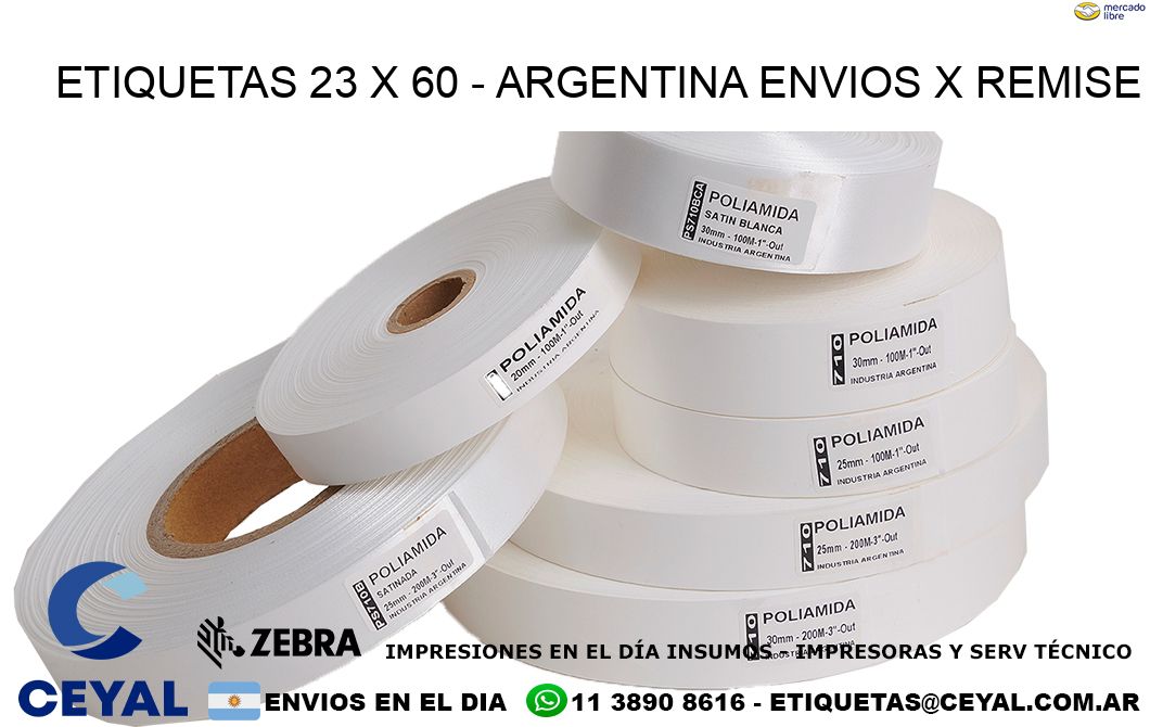 ETIQUETAS 23 x 60 - ARGENTINA ENVIOS X REMISE