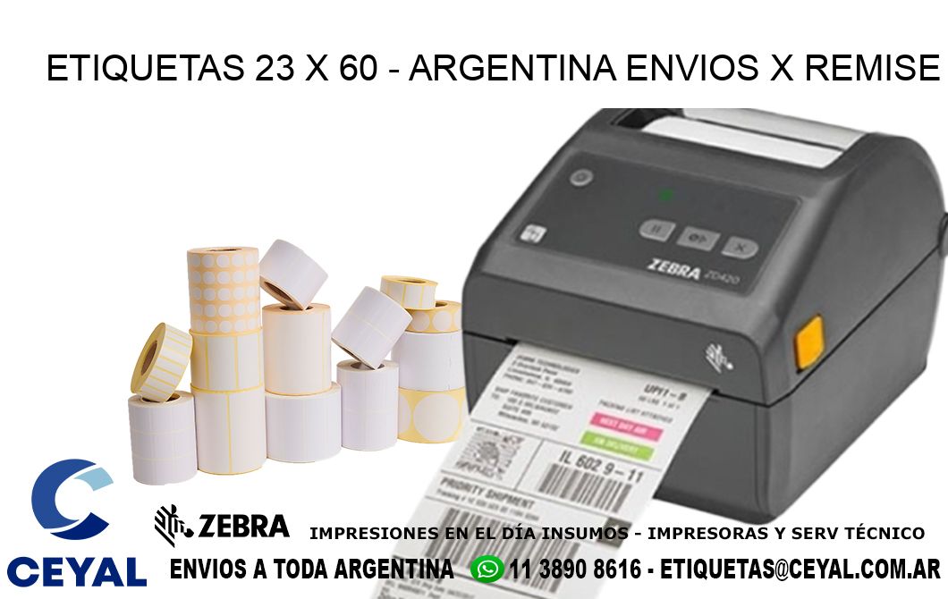 ETIQUETAS 23 x 60 - ARGENTINA ENVIOS X REMISE