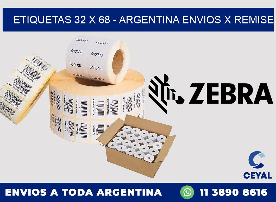 ETIQUETAS 32 x 68 – ARGENTINA ENVIOS X REMISE