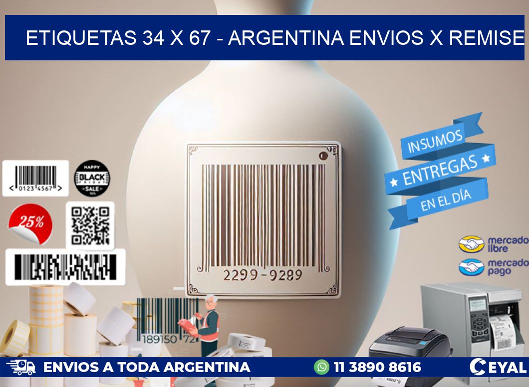 ETIQUETAS 34 x 67 - ARGENTINA ENVIOS X REMISE