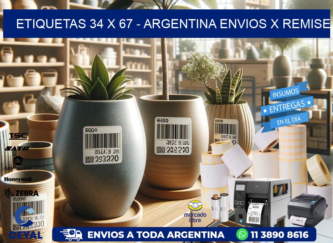 ETIQUETAS 34 x 67 - ARGENTINA ENVIOS X REMISE