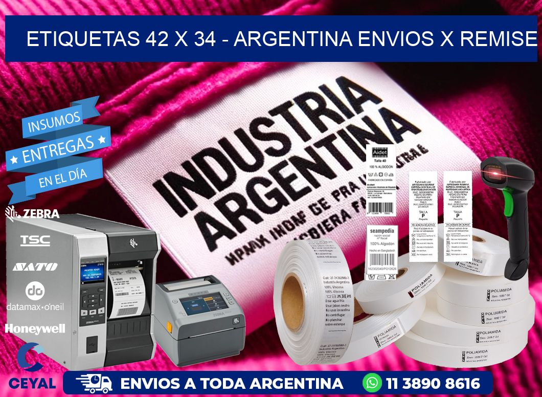 ETIQUETAS 42 x 34 - ARGENTINA ENVIOS X REMISE