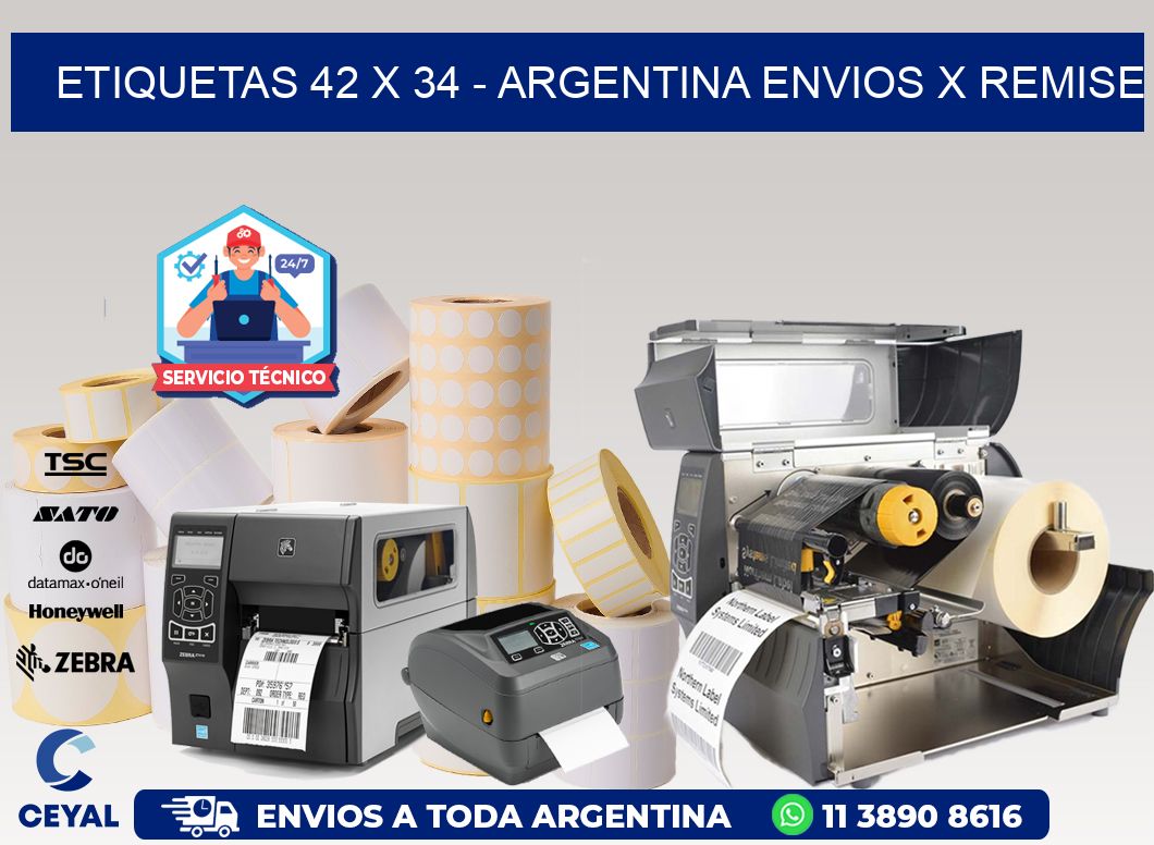 ETIQUETAS 42 x 34 - ARGENTINA ENVIOS X REMISE