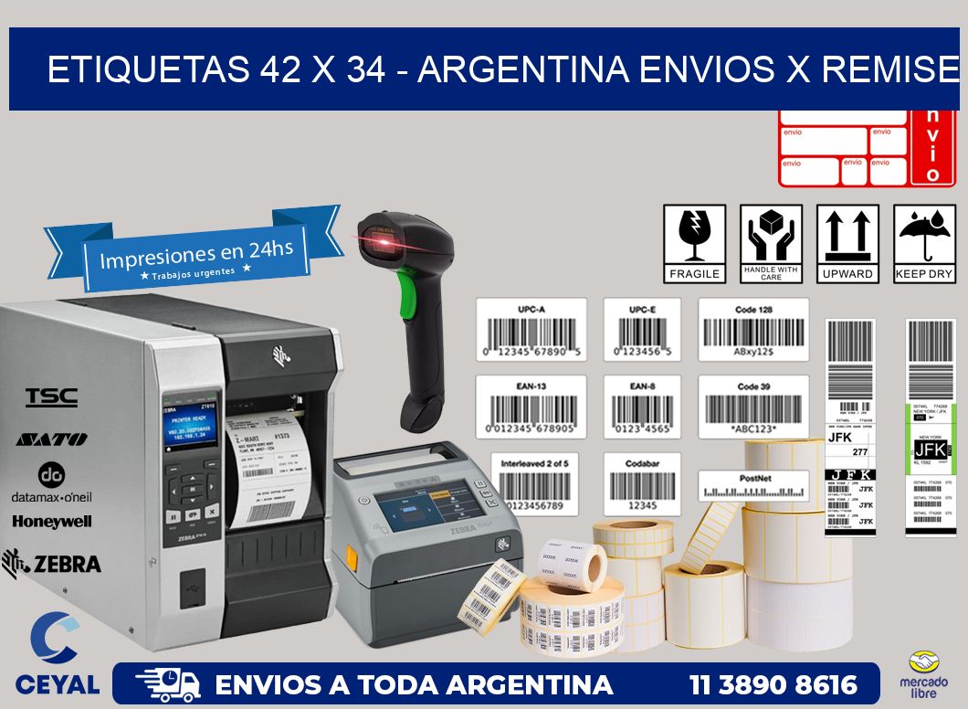 ETIQUETAS 42 x 34 – ARGENTINA ENVIOS X REMISE