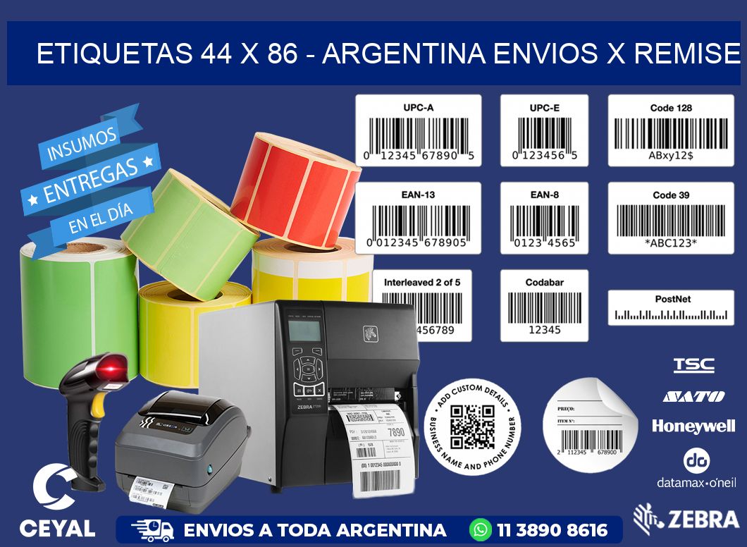 ETIQUETAS 44 x 86 - ARGENTINA ENVIOS X REMISE