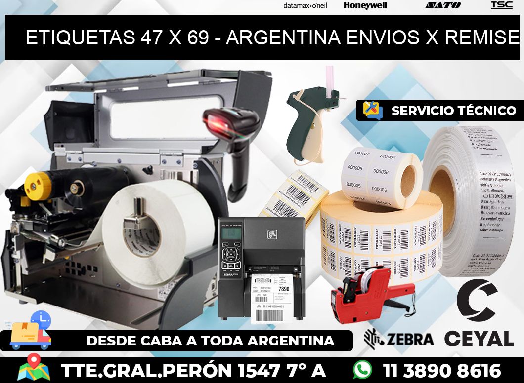 ETIQUETAS 47 x 69 - ARGENTINA ENVIOS X REMISE