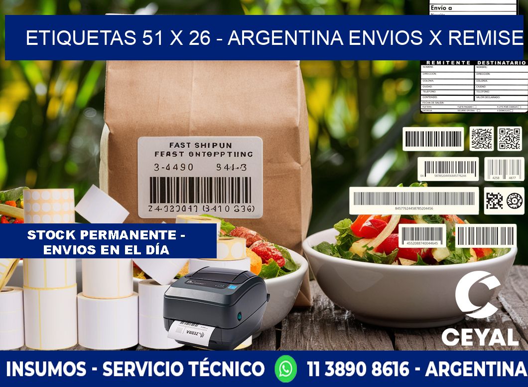 ETIQUETAS 51 x 26 - ARGENTINA ENVIOS X REMISE