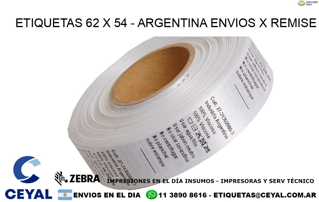 ETIQUETAS 62 x 54 - ARGENTINA ENVIOS X REMISE