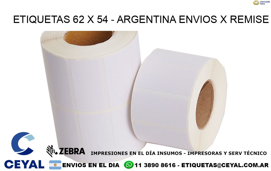 ETIQUETAS 62 x 54 – ARGENTINA ENVIOS X REMISE