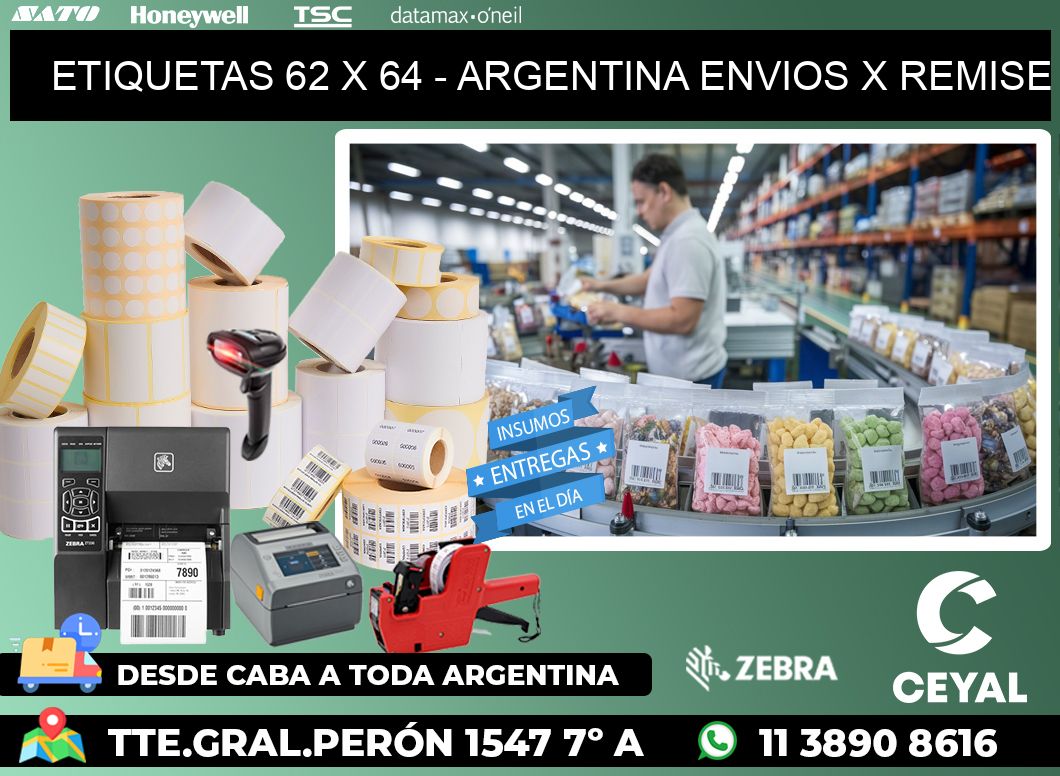 ETIQUETAS 62 x 64 - ARGENTINA ENVIOS X REMISE