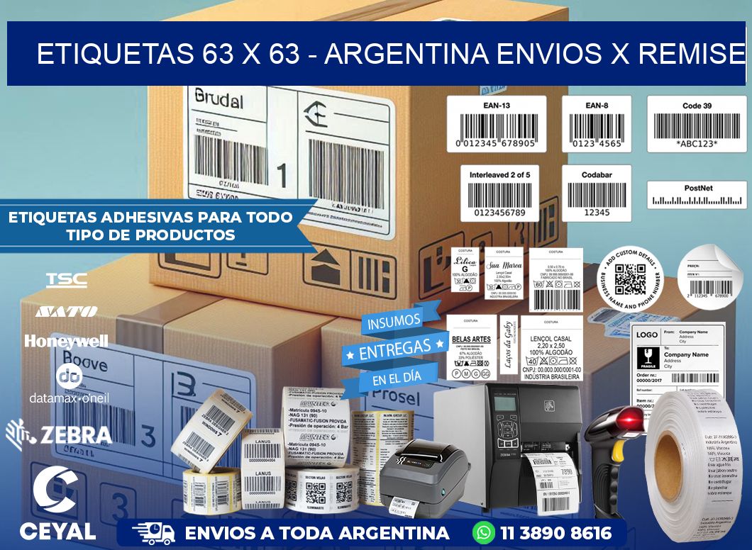 ETIQUETAS 63 x 63 – ARGENTINA ENVIOS X REMISE