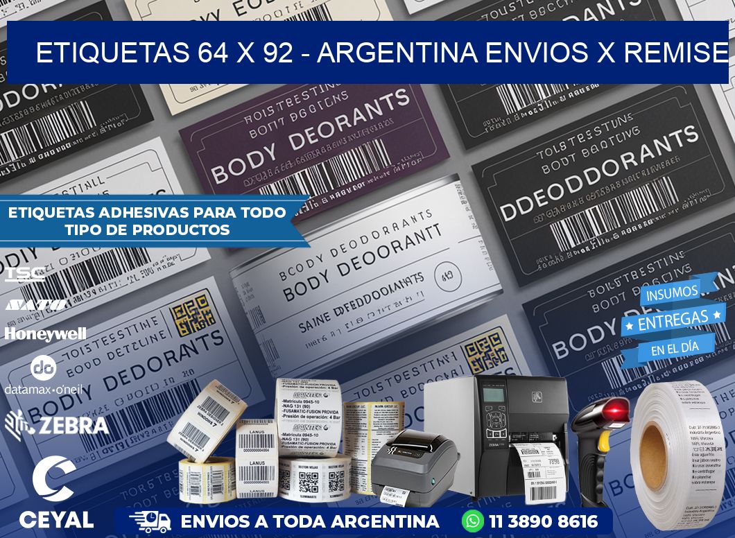 ETIQUETAS 64 x 92 - ARGENTINA ENVIOS X REMISE