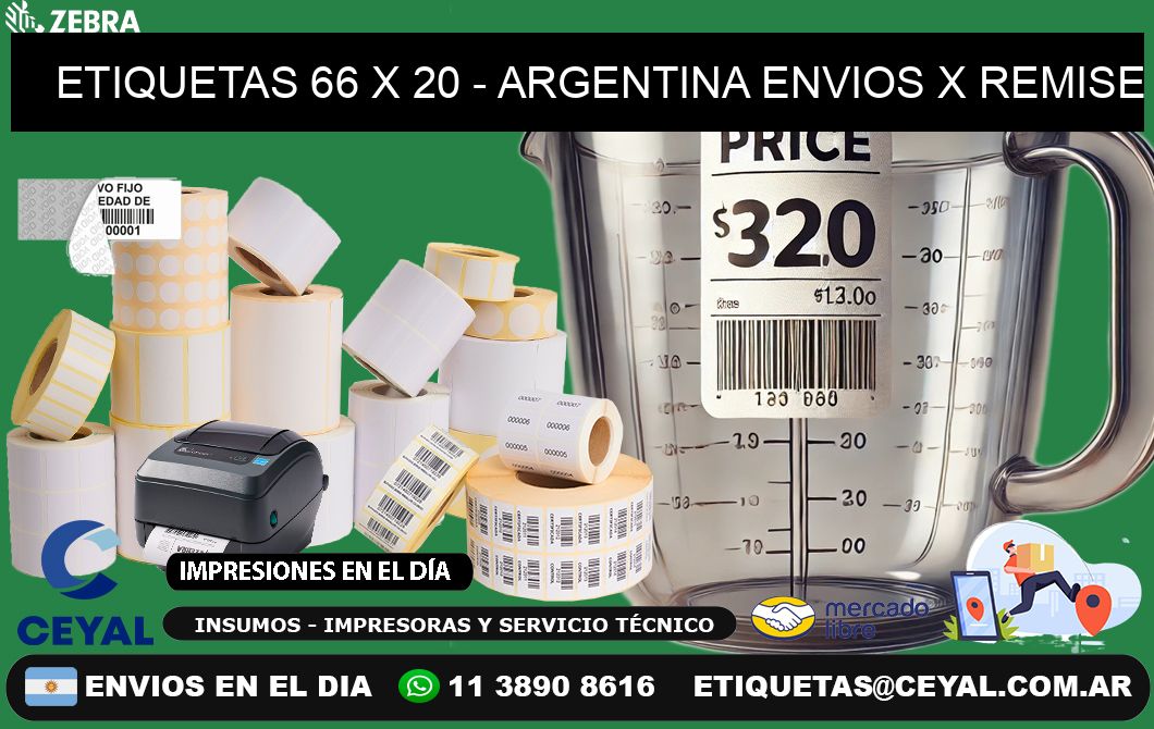 ETIQUETAS 66 x 20 - ARGENTINA ENVIOS X REMISE