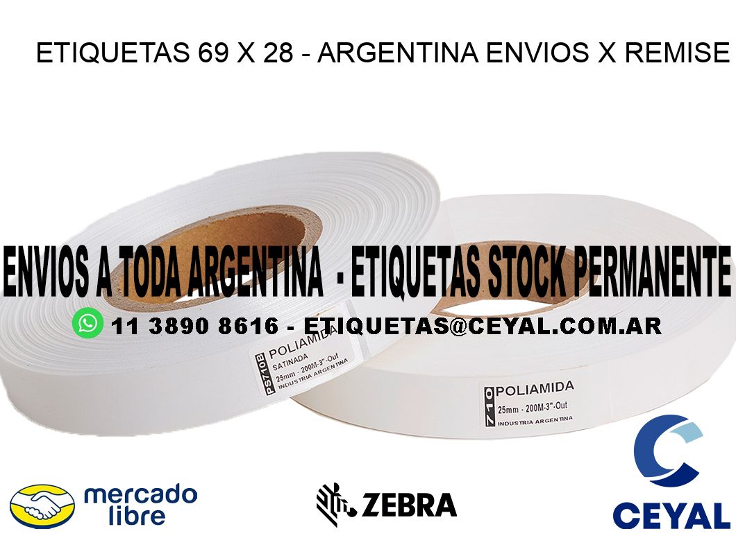 ETIQUETAS 69 x 28 - ARGENTINA ENVIOS X REMISE