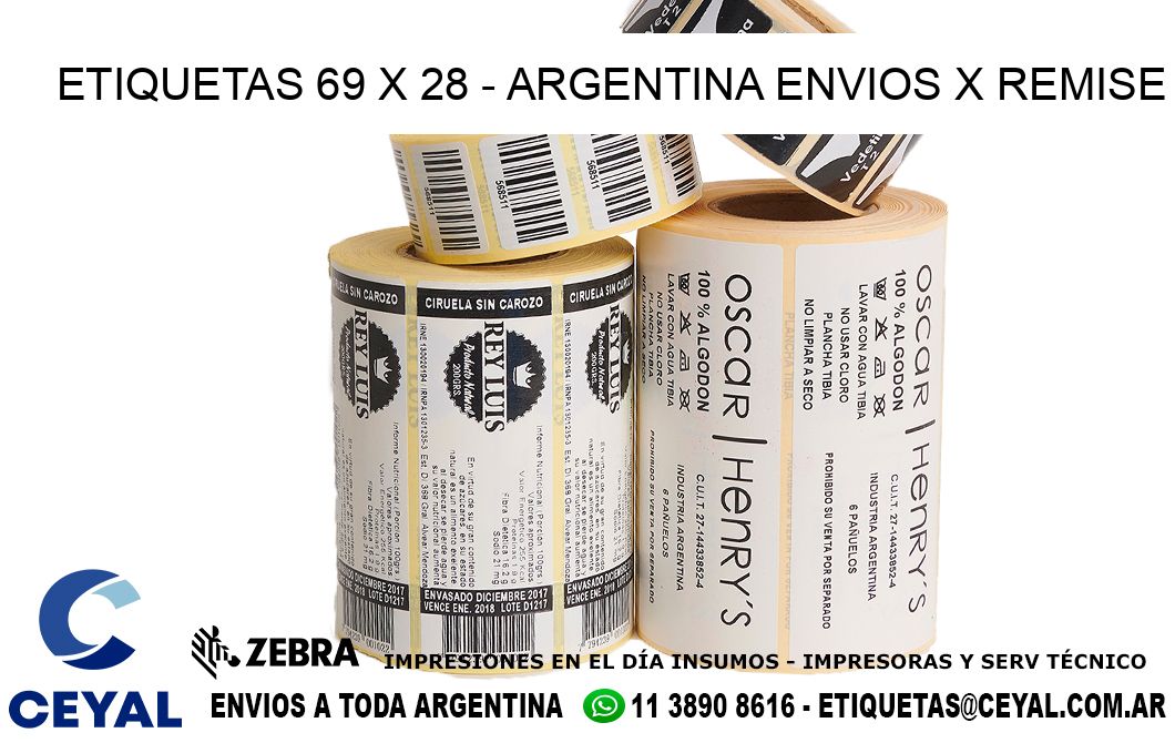 ETIQUETAS 69 x 28 - ARGENTINA ENVIOS X REMISE