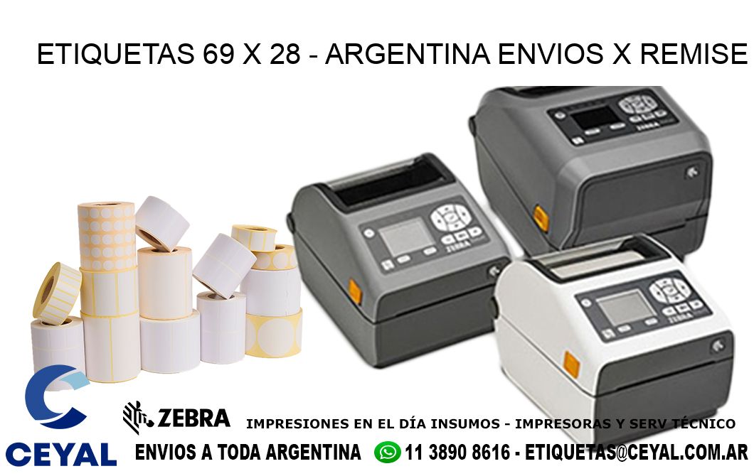 ETIQUETAS 69 x 28 - ARGENTINA ENVIOS X REMISE