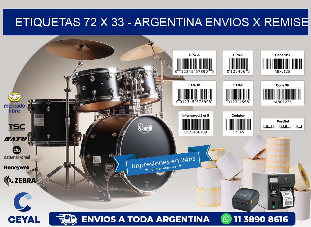 ETIQUETAS 72 x 33 - ARGENTINA ENVIOS X REMISE