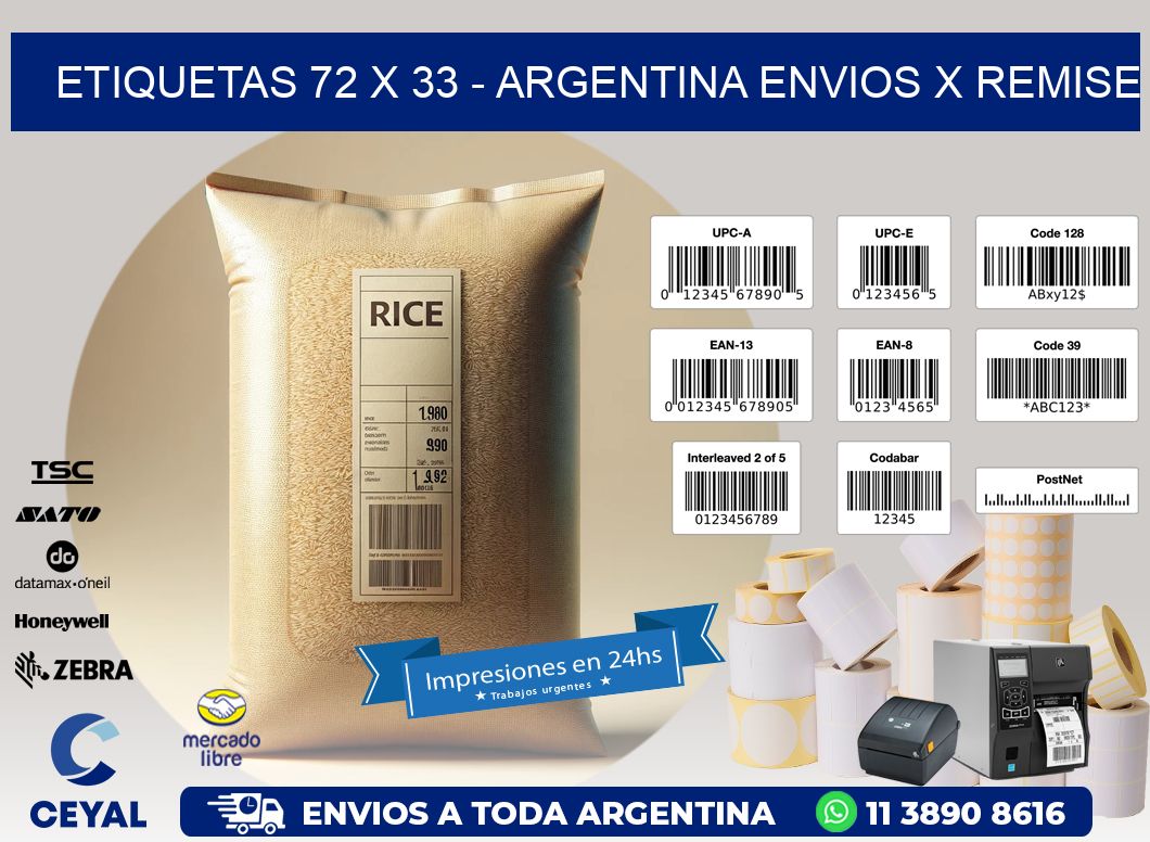 ETIQUETAS 72 x 33 - ARGENTINA ENVIOS X REMISE