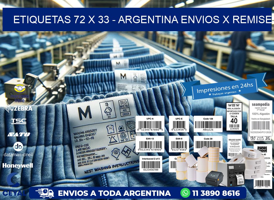 ETIQUETAS 72 x 33 - ARGENTINA ENVIOS X REMISE