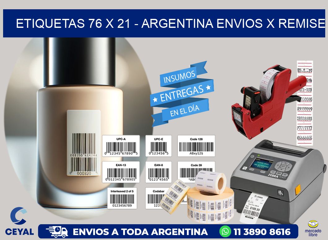 ETIQUETAS 76 x 21 - ARGENTINA ENVIOS X REMISE