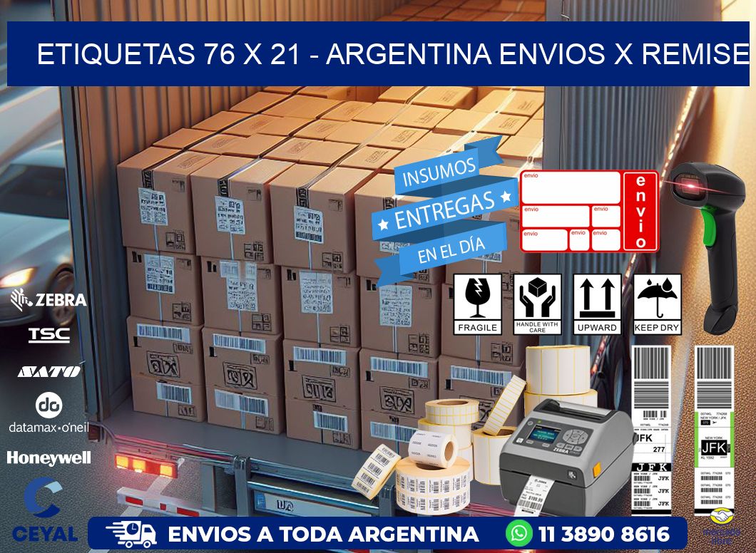 ETIQUETAS 76 x 21 - ARGENTINA ENVIOS X REMISE
